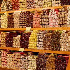 Set of different lokum - turkish sweets.