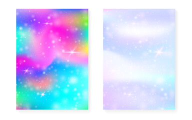 Princess background with kawaii rainbow gradient. Magic unicorn