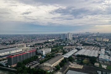 Aerial view of Jakarta LRT train trial run for phase 1 from Bekasi. Bekasi, Indonesia, June 21 2022