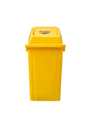 Yellow trash bin isolated on white background with clipping path, trash bin