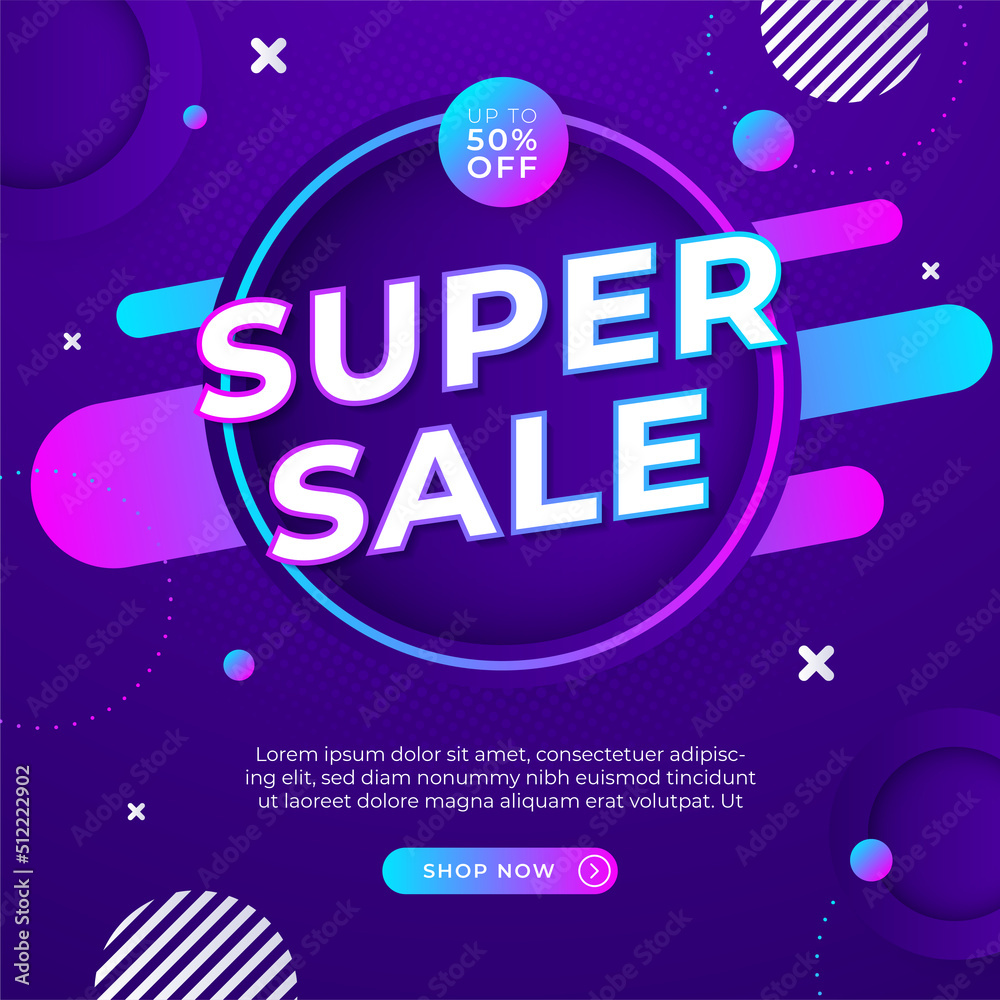 Poster sale and design background set with colorful abstract shapes. special offer mega sale background tem