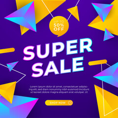 Sale and design background set with colorful abstract shapes. Special offer mega sale background template. Vector illustration promotion big super sale banner. Discount design for poster and web.