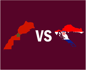 Morroco And Croatia Map Symbol Design African And European football Final Vector African And European Countries Football Teams Illustration