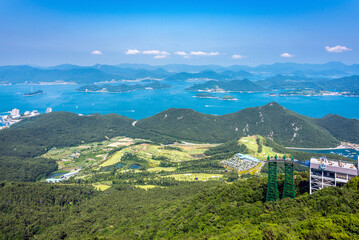 통영 미륵산 정상에서 본 한려수도 해상국립공원의 풍경-The view of...