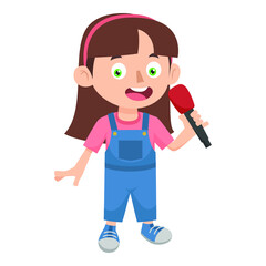 A Girl Is Singing For A Show. Kids Activities.