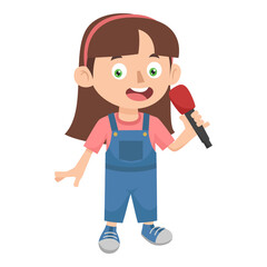 A Girl Is Singing For A Show. Kids Activities.