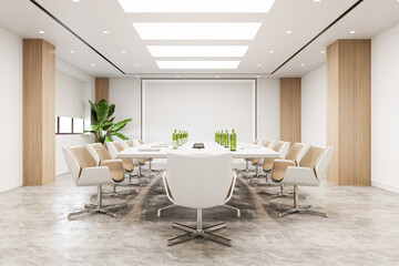 Naklejka na ściany i meble 3d rendering business meeting and working office room