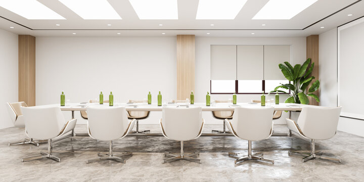 3d rendering business meeting and working office room