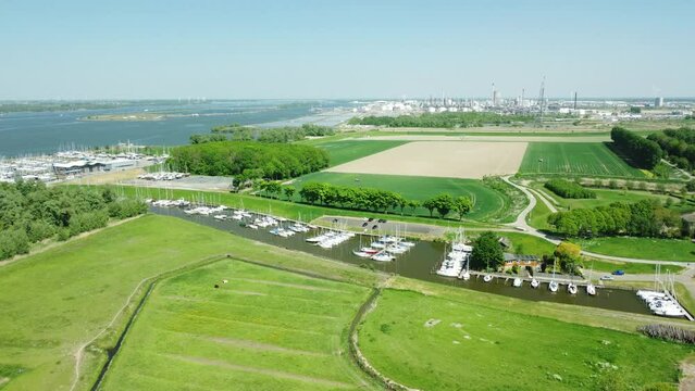 Aerial view of marina of Noordschans near Moerdijk Netherlands