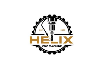 CNC Lathe machine Logo Computer Numerical Control modern 3D cutting technology design manufacturing industry cutting 