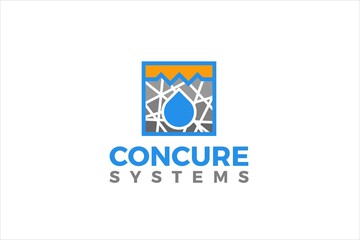 Concrete slump test system logo design water waterproof layer raindrop icon
