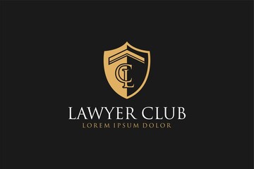 Shield law firm logo design royal gold justice icon symbol