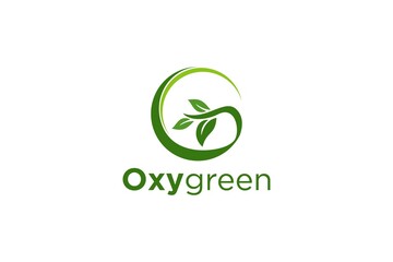 Leaf nature initial G logo design letter symbol organic plant farm eco health