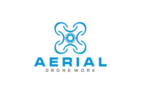 Aerial drone logo design FPV technology quadcopter videography photography UAV media