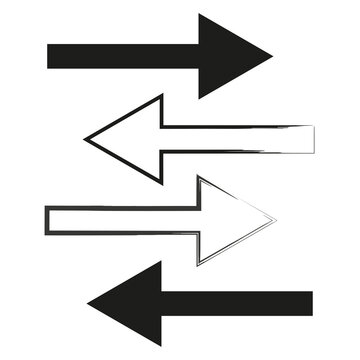 Exclusive arrows. Brush arrows pointing in different directions. Black and white arrows. stock image.