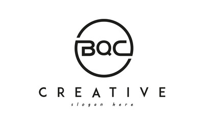 initial BQC three letter logo circle black design	
