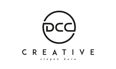 initial DCC three letter logo circle black design	
