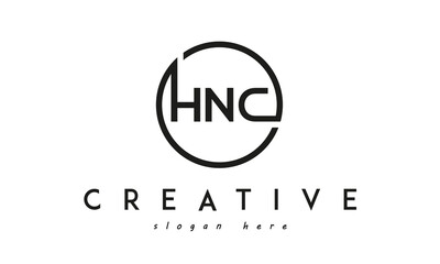 initial HNC three letter logo circle black design	
