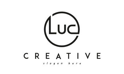 initial LUC three letter logo circle black design	