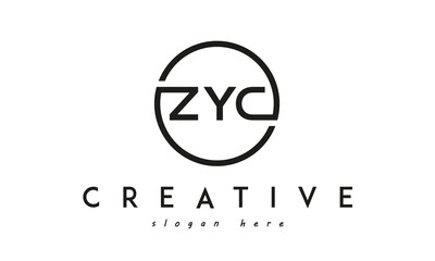 initial ZYC three letter logo circle black design