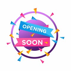 Opening Soon Labels Banners Template. Vector Sign Illustration Isolated on White Background