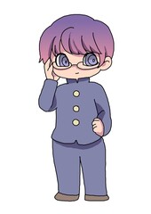 メガネをかけた学生男子