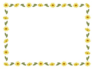 向日葵と葉っぱ　フレーム