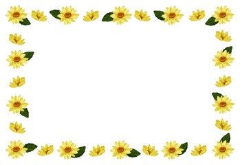 向日葵と葉っぱ　フレーム