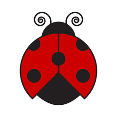 Red ladybug with black dots. Vector illustration in cartoon style.