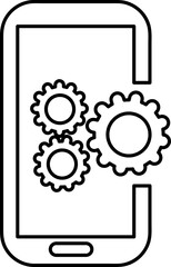 mobile phone setting icon illustration on white background line art.eps