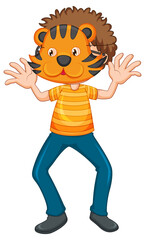 A boy wearing animal mask