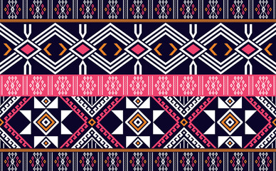 Embroidery pattern vector, Geometric ethnic fashion triangle background, Handcraft textile wallpaper for digital print