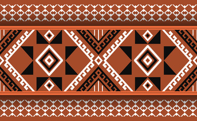 Embroidery pattern vector, Geometric ethnic handcraft motif background, Continuous ikat retro art