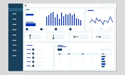 Dashboard ui flat wireframe concept illustration 