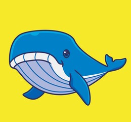 Obraz premium cute blue whale relax. isolated cartoon animal illustration. Flat Style Sticker Icon Design Premium Logo vector. Mascot Character
