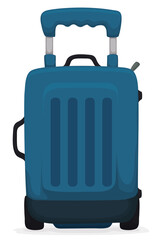 Frontal view in cartoon style of blue suitcase, Vector illustration