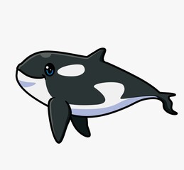 cute killer whale cartoon. isolated cartoon animal illustration. Flat Style Sticker Icon Design Premium Logo vector. Mascot Character