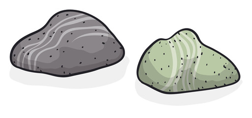 Set with two rock chunks with stripes, Vector illustration