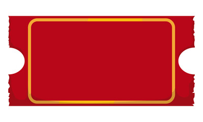 Empty and ragged red ticket template, Vector illustration