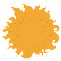 Yellow scorching sun in brushstroke style, Vector illustration