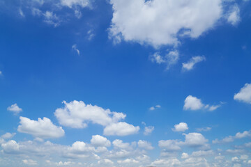White clouds are floating in the blue sky