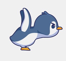 cute penguin angry. isolated cartoon animal illustration. Flat Style Sticker Icon Design Premium Logo vector. Mascot Character