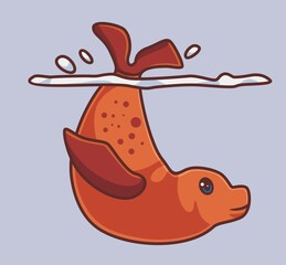 cute seal swimming. isolated cartoon animal illustration. Flat Style Sticker Icon Design Premium Logo vector. Mascot Character
