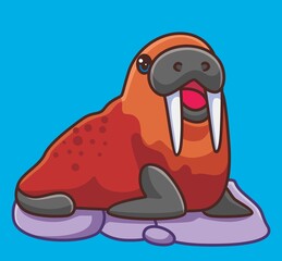 cute walrus open his mouth. isolated cartoon animal illustration. Flat Style Sticker Icon Design Premium Logo vector. Mascot Character