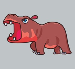 cute cartoon hippopotamus angry. isolated cartoon animal illustration vector