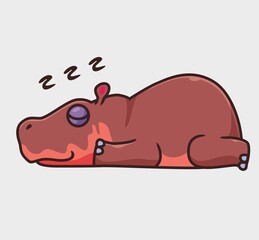 cute hippopotamus sleeping. isolated cartoon animal illustration vector