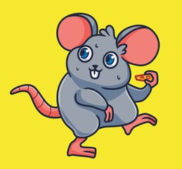 cute cartoon mouse fear thief. isolated cartoon animal illustration vector