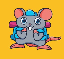 cute cartoon mouse traveling summer. isolated cartoon animal illustration vector