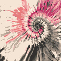 Obraz premium Tie Dye Black and pink Geometric pattern texture Vector illustration Shibori Abstract batik brush Background