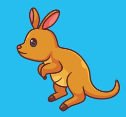 cute cartoon kangaroo. isolated cartoon animal illustration vector